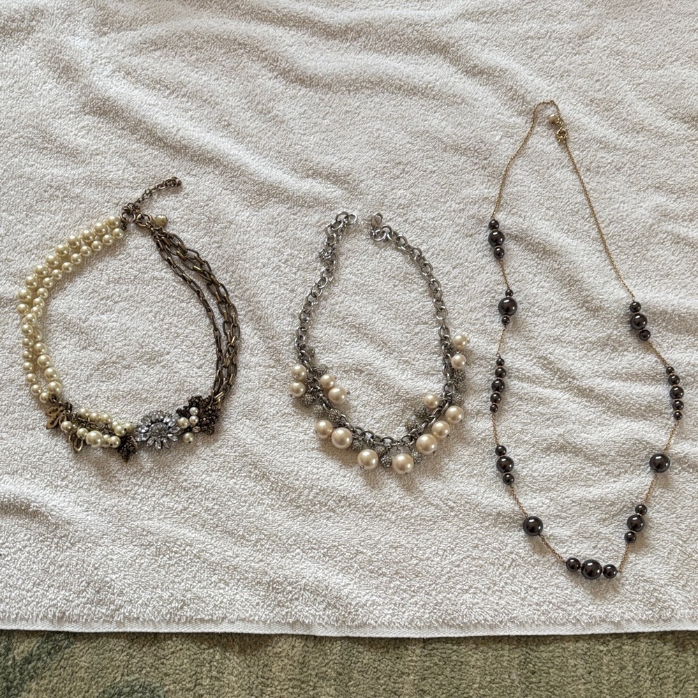 J. Crew Pearl and Silver Necklace Trio